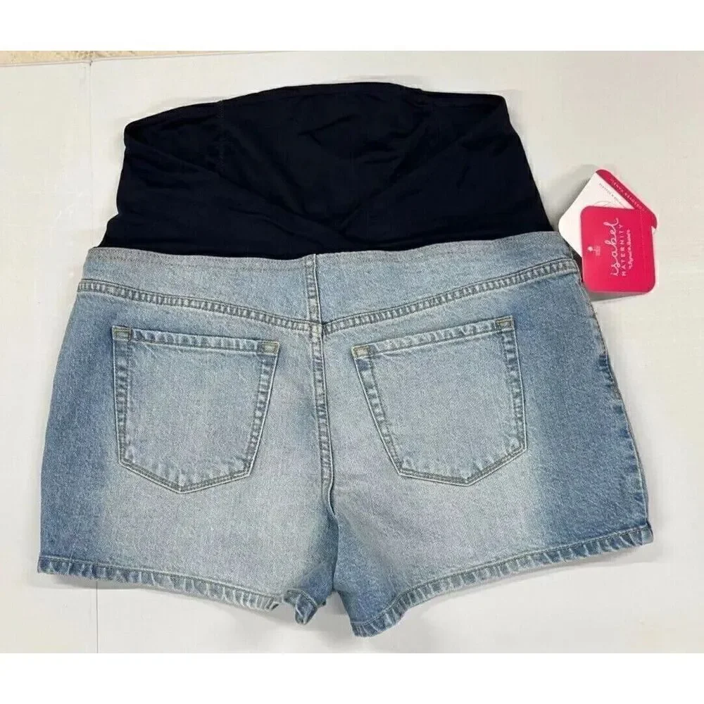 ISABEL MATERNITY Jean Shorts Size 2/26  Crossover Panel - Light Wash
